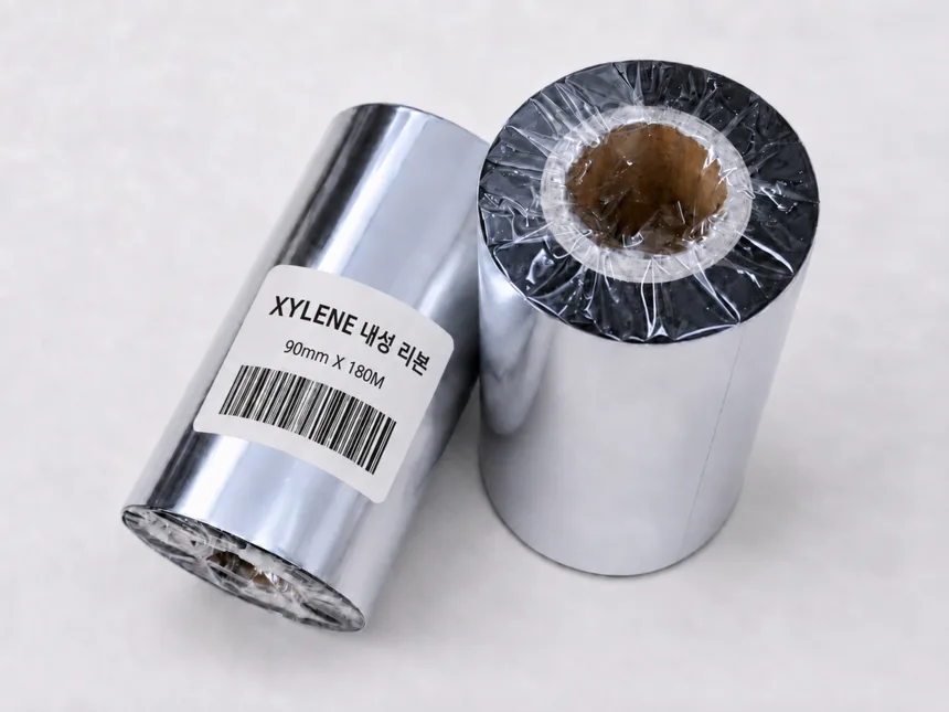 자일렌(XYLENE) 내성 리본 90mm 180M - 병리검사 자일렌 시약 내성 바코드 리본